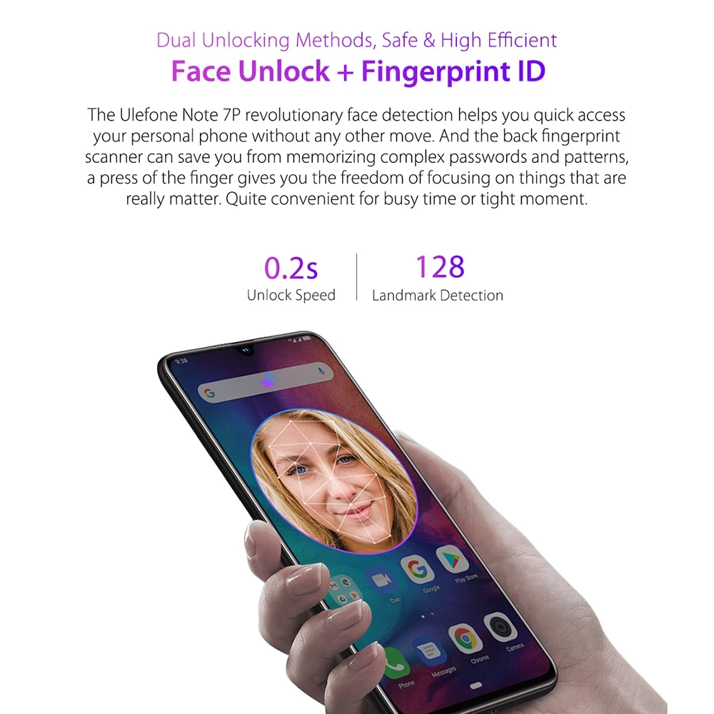 Смартфон Ulefone Note 7P Android 9,0 четырехъядерный 3500 мАч 6,1 дюймовый экран капли воды 3 ГБ+ 32 Гб мобильный телефон разблокировка лица