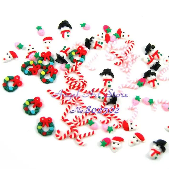 

100pcs/lot mix Christmas(Xmas) 3d polymer clay nail sticker