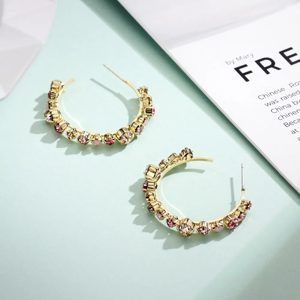 Neoglory Austria Rhinestone Round Geometric Beads Long Hook Earrings Colorful Elegant Stylish For Daily Party Brilliant Lady | Украшения и