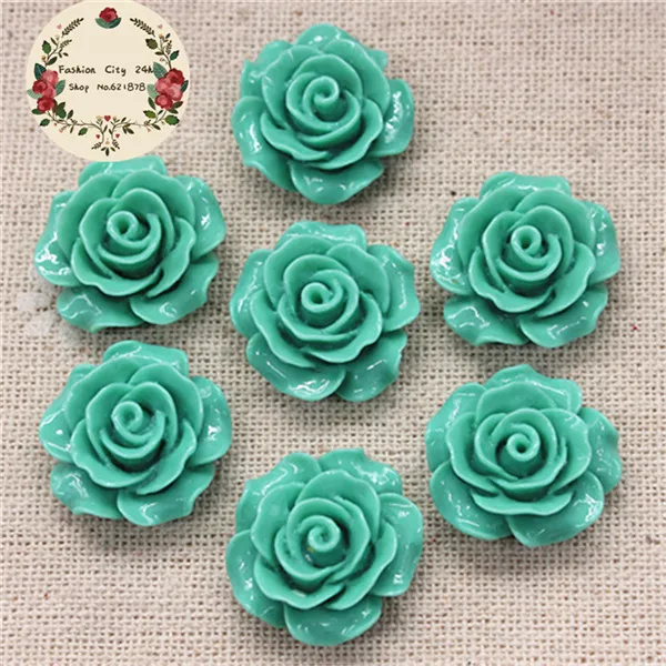 Turquoise 30pcs 30 шт 20 мм полимерный цветок камелии с плоской задней стороной кабошон Сделай Сам Скрапбукинг декоративное ремесло изготовление, 15 цветов на выбор - Цвет: Turquoise 30pcs