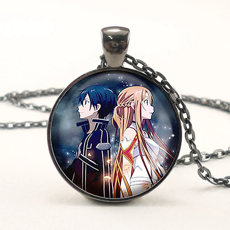 Меч искусство онлайн Kirigaya Kazuto Asuna милое ожерелье с кабошоном из мультфильма