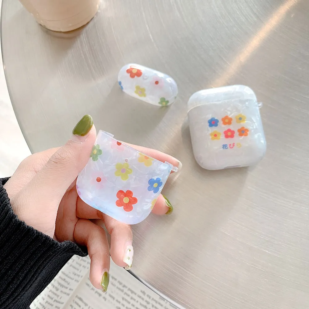 Силиконовый беспроводной Bluetooth футляр для наушников для Apple Airpods ракушка цветок наушники защитный чехол для AirPods чехол