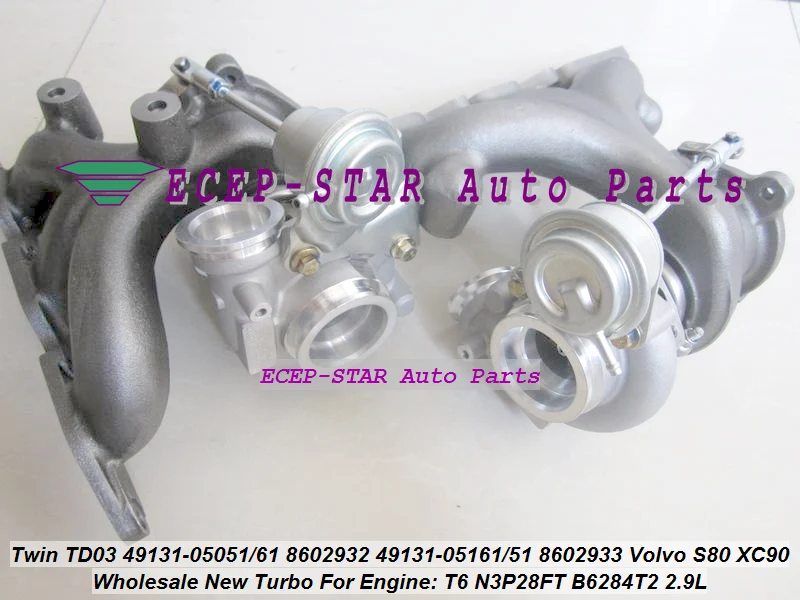 Twin Turbo TD03 49131 05050 05060 05150 05160 8602932 8602933 для Volvo S80 XC90 2 9 T N3P28FT B6284T B6284T2|td03 turbo|turbo turbo turboturbo