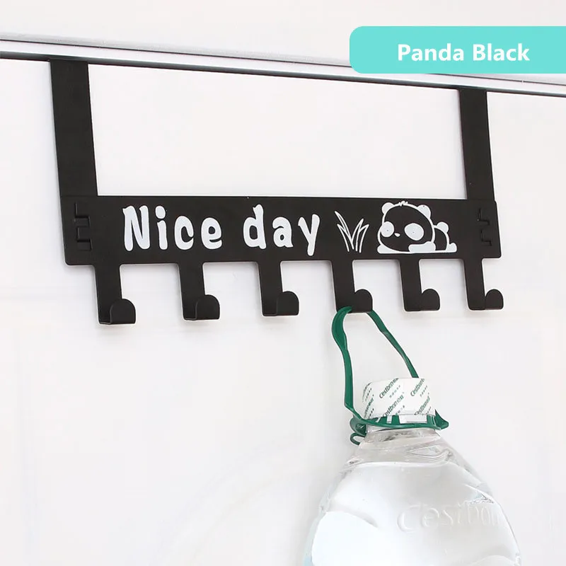 Panda Black Yooap Прочный Бамбуковый дверной крючок вешалка для одежды для полотенец брюки пальто 25*41 см Органайзер Домашний для хранения кухня 5 крючков подшипник - Цвет: Panda Black
