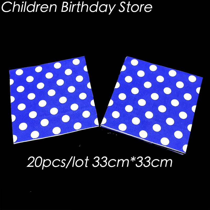 

20pcs/pack deep blue polka dots theme disposable napkins dots theme birthday party decorations blue dots towels paper napkins