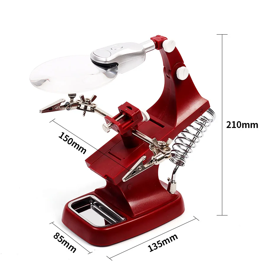 Multi-functional 3X/4.5X magnifying glass Alligator Clip Holder Clamp Helping Hand Soldering Repair Tool With LED | Инструменты
