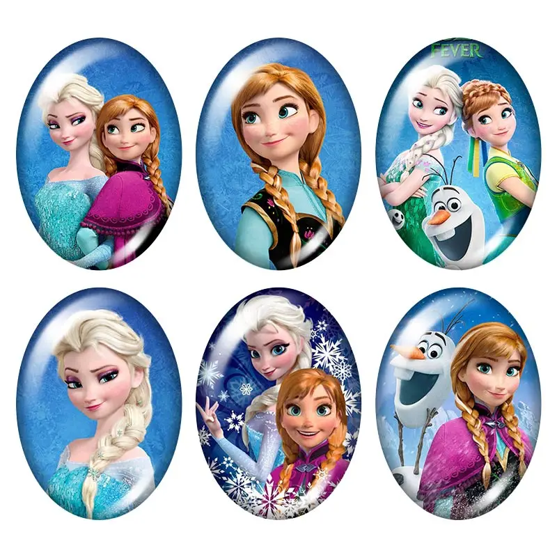 10pcs mixed Красивые Мультяшные девушки Эльза и Анна 13x18 мм/18x25 мм/30x40 мм овальные фото стекло кабошон демонстрационная плоская задняя часть делая результаты TB0009 - Цвет: 10pcs mixed