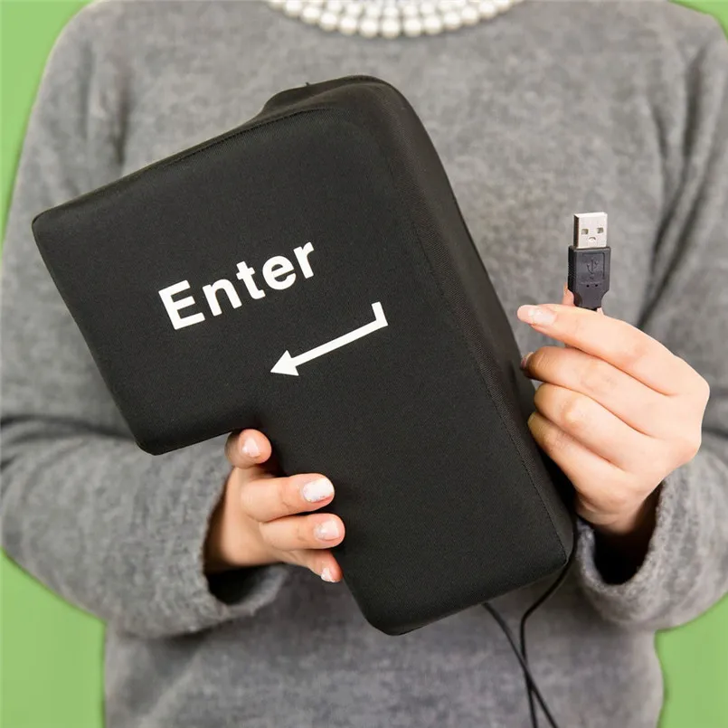 Большая клавишная Подушка USB для снятия стресса супер размер Enter Key неубиваемая