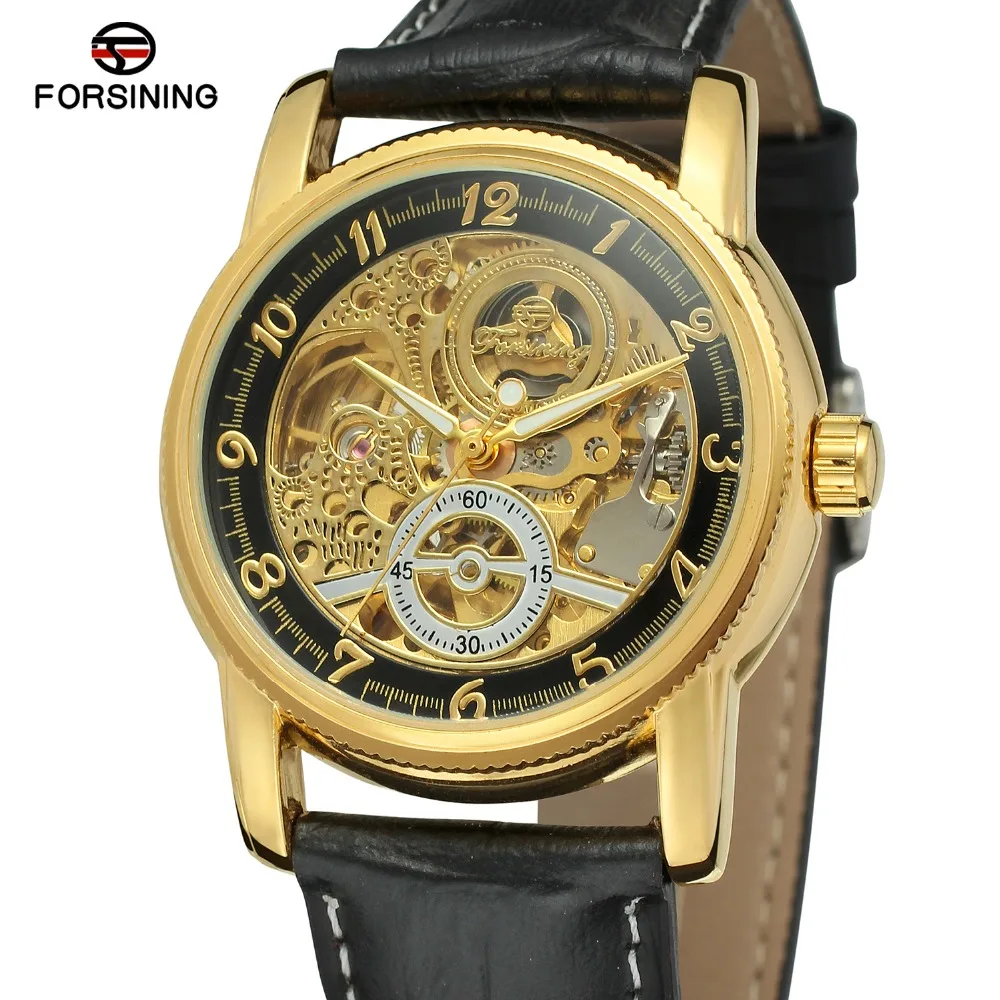 

T-WINNER Men's Automatic Self-wind Leather Casual Skeleton Alloy Case Brand New Mechanical Watch with Arab Numbers WRG8120M3