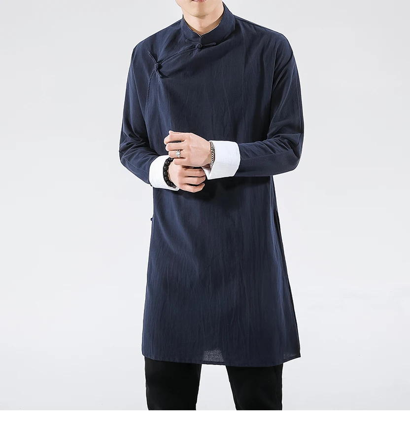 Sinicism Store мужское черное пальто стритвейм Мужская льняная куртка длинное пальто мужской китайский стиль харудзюку ветровка