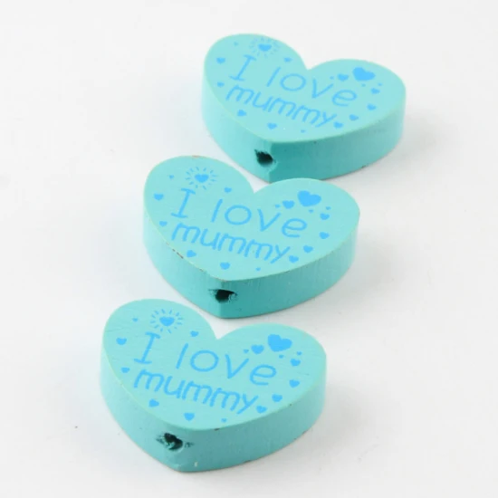 Color 9 Деревянные DIY(I love mummy) деревянные бусины в форме сердца для детских игрушек и сосок, 10 шт. бусины-разделители - Цвет: Color 9