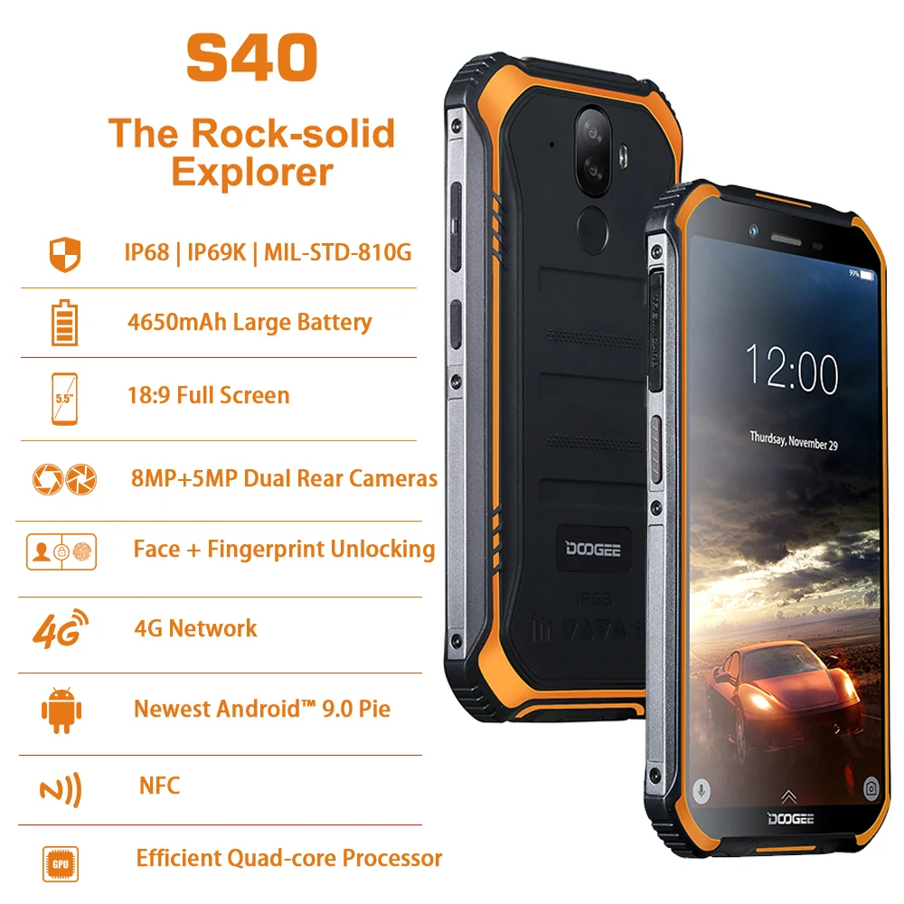 DOOGEE S40 смартфон с 5 дюймовым дисплеем четырёхъядерным процессором MT6739 ОЗУ 2 Гб ПЗУ