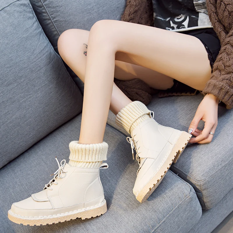 Зимние ботинки Новый плоское дно Off White мягкая подошва теплая шерсть рот обувь Для