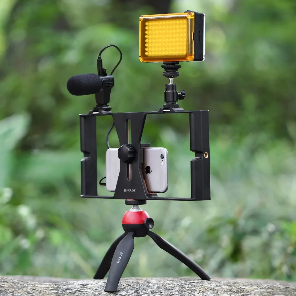 PULUZ смартфон видео Rig наборы Filmmaking запись Ручка Стабилизатор кронштейн для iPhone X 7 8
