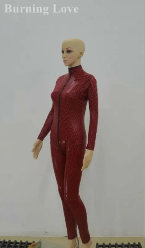 Женский Облегающий комбинезон из спандекса и латекса искусственной кожи с
