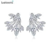 luoteemi high quality 2022 new front and back elegant jewelry for women micro cz inlay shining marquise zircon accessories