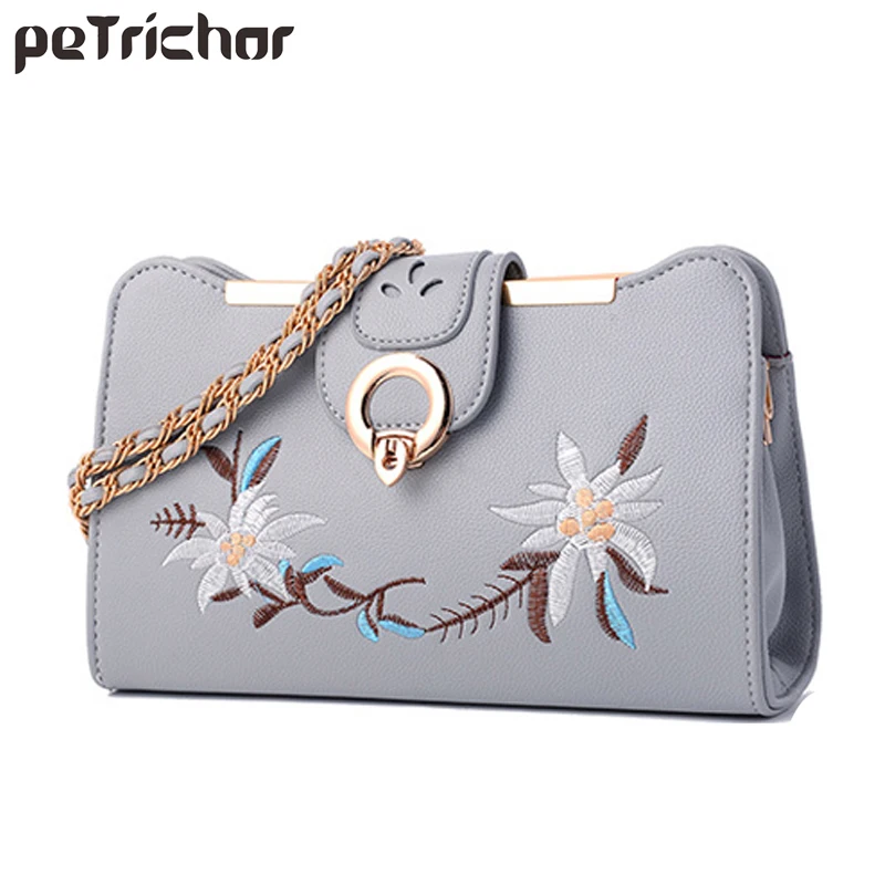 

Embroidery PU Leather Messenger Bags Women Long Chain Shoulder Bag Female Crossbody Bags for Ladies Purse bolsa feminina Handbag