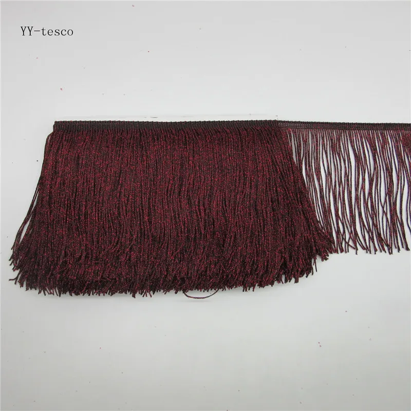 Wine red YY-tesco 5 метров 15 см широкая Серебряная бахрома отделка кисточка кружевная бахрома отделка для латинских платьев сценическая одежда кружевные аксессуары лента - Цвет: Wine red