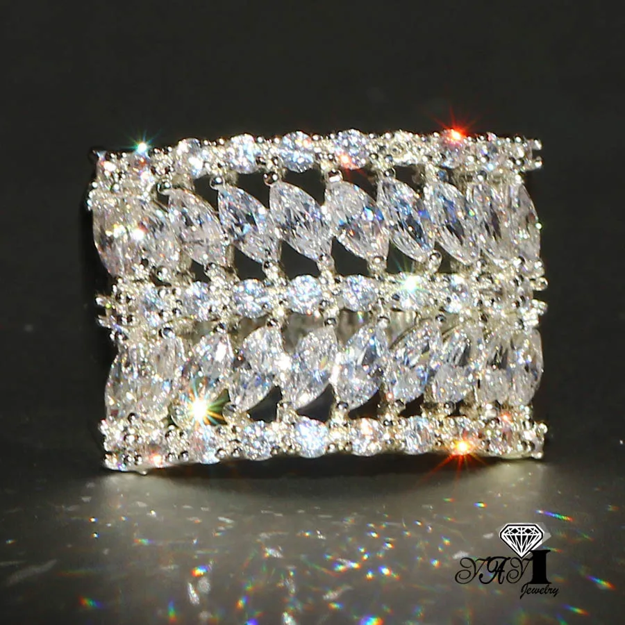 Ювелирные изделия yayi Мода Принцесса огранка 4.5CT белый циркон серебряный цвет обручальные кольца Свадебные Кольца вечерние кольца