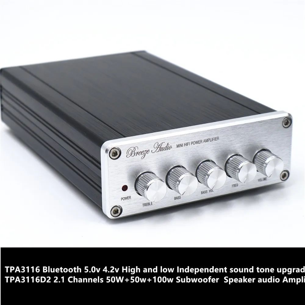 

Bluetooth 5.0v 4.2v High and low Independent sound tone upgrade TPA3116D2 2.1 Channels 50W+50w+100w Subwoofer audio Amplifier