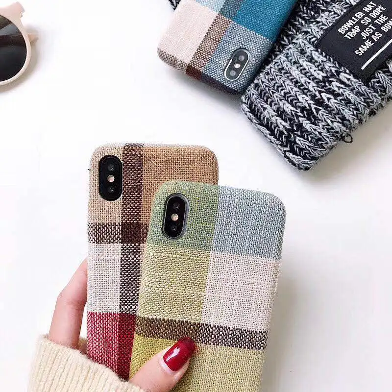 Shockproof Soft Case For iPhone 6 6s 7 8 Plus Winter Innovation Woolen Fabric Plaid Back Cover Painted Cases XM S-216 |