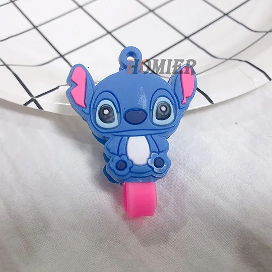 Stitch2 Мультфильм Кабельный органайзер катушка намотки протектор провода шнур управление маркер держатель чехол для наушников iPhone 7 8 Sansung MP3 USB - Цвет: Stitch2