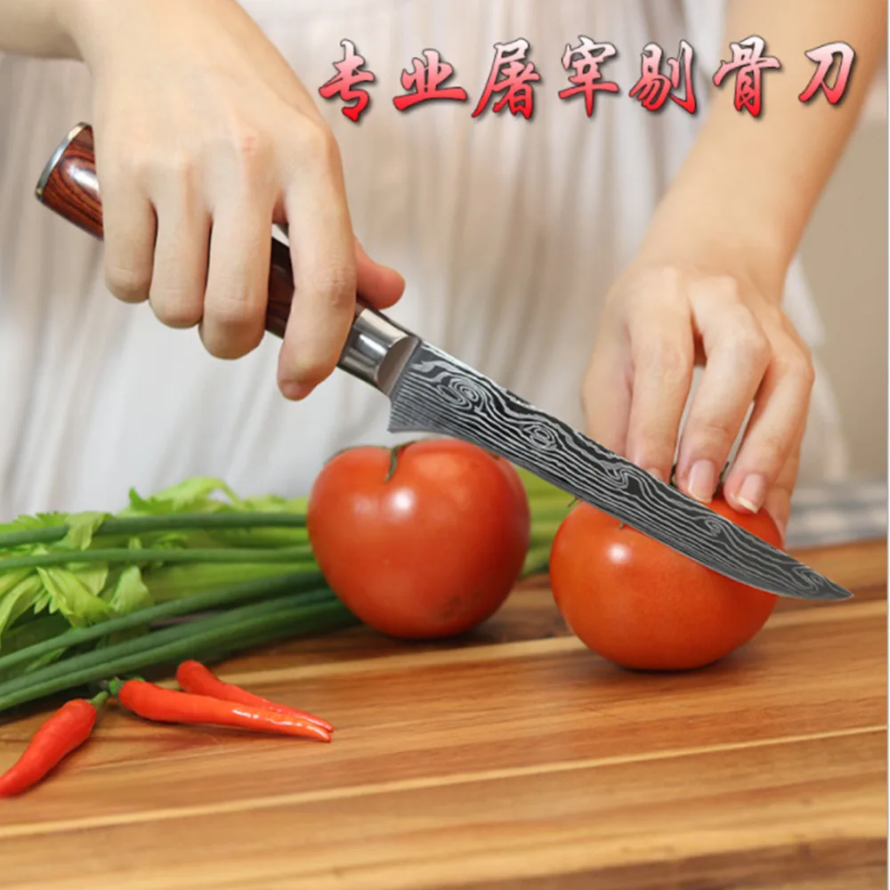 Ножи из нержавеющей стали с деревянной ручкой, кухонный нож для фруктов, овощей, походный нож для разделки рыбы, кухонные инструменты