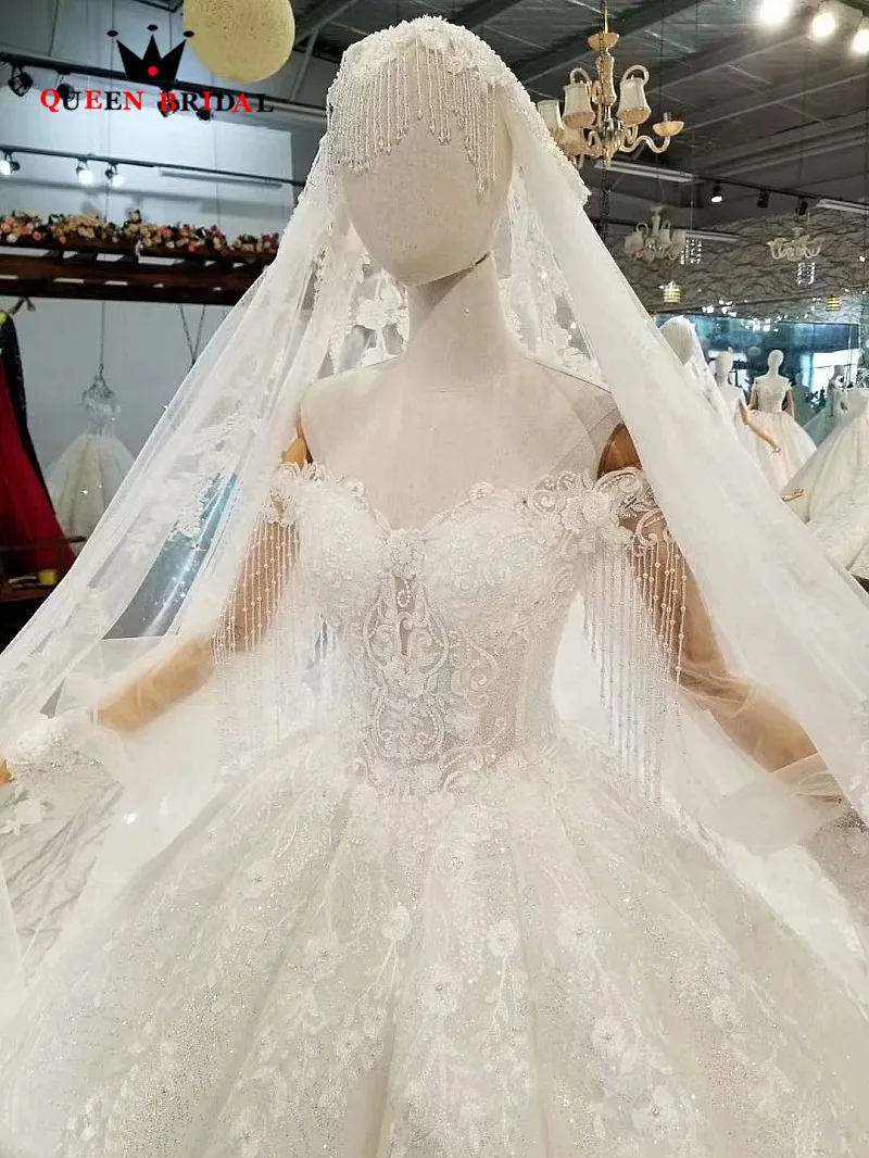 2021 robe de mariee Real Sample V Neck Bride Gown vestido de noiva Luxury QUEEN BRIDAL Elegant Wedding Dresses WD81