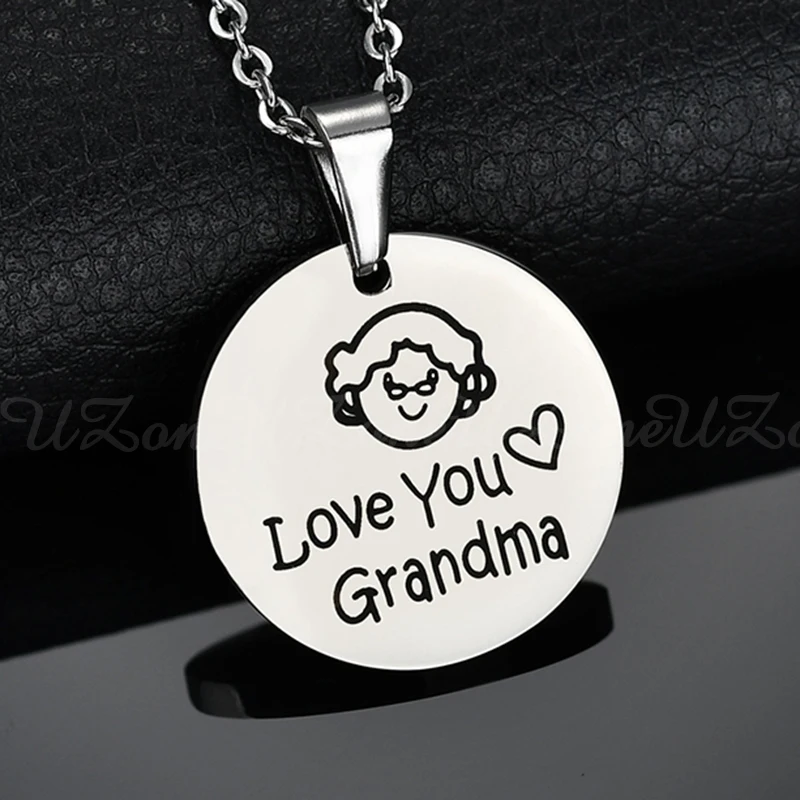 Uzone новый модный семейный Кулон из нержавеющей стали с надписью Love You Grandma