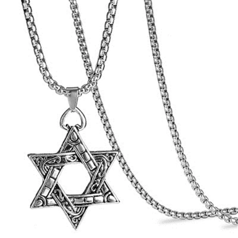 

Stainless steel jewelry titanium necklace retro double sided hexagon alloy pendant personality hip hop accessories