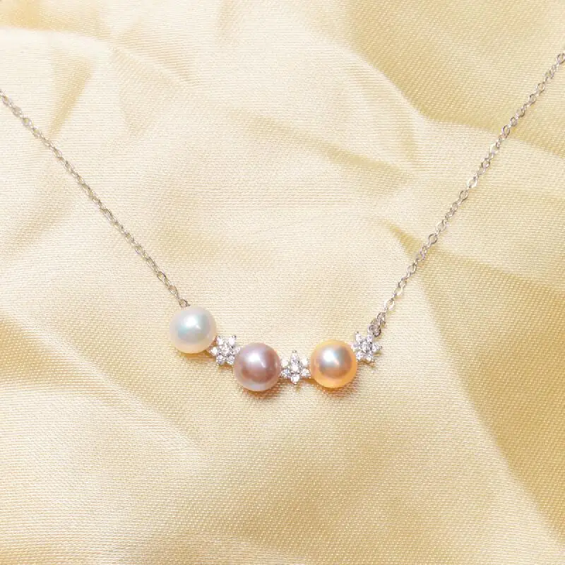 Женское ожерелье из серебра 925 пробы с натуральным пресноводным жемчугом |