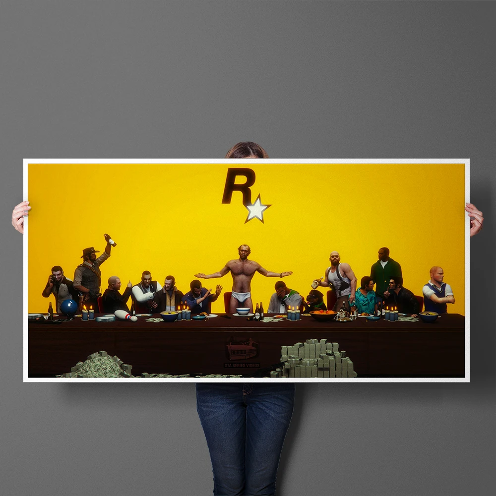 GTA5 Забавный художественный постер Rockstar с тайной вечеринкой Картина на холсте