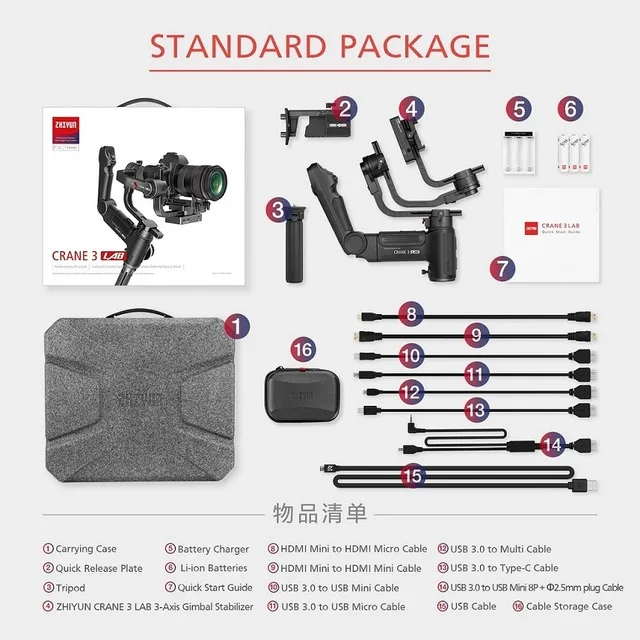 Only crane 3 Lab ZHIYUN Crane 3 LAB 3-осевой беспроводной Стабилизатор камеры ViaTouch управление Ручной Стабилизатор для DSLR vs DJI Ronin S MOZA AIR 2 weepill - Цвет: Only crane 3 Lab