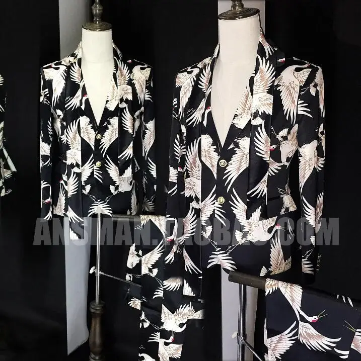 

Bar nightclub male singer DJ high-end Xianhe satin slim suit costume costume suit male model hairdresser catwalk show