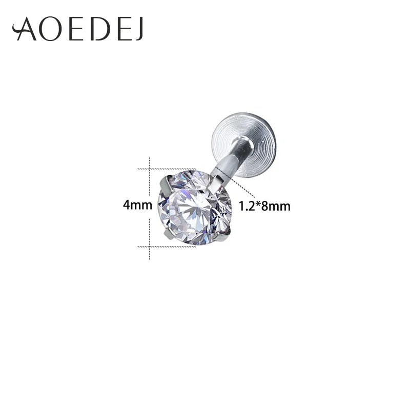 AOEDEJ 12 шт./партия, 16 г, набор кристаллических Лабрет, циркон, внутренняя резьба, губная серьга для пирсинга, из нержавеющей стали, ухо траг, серьги-гвоздики
