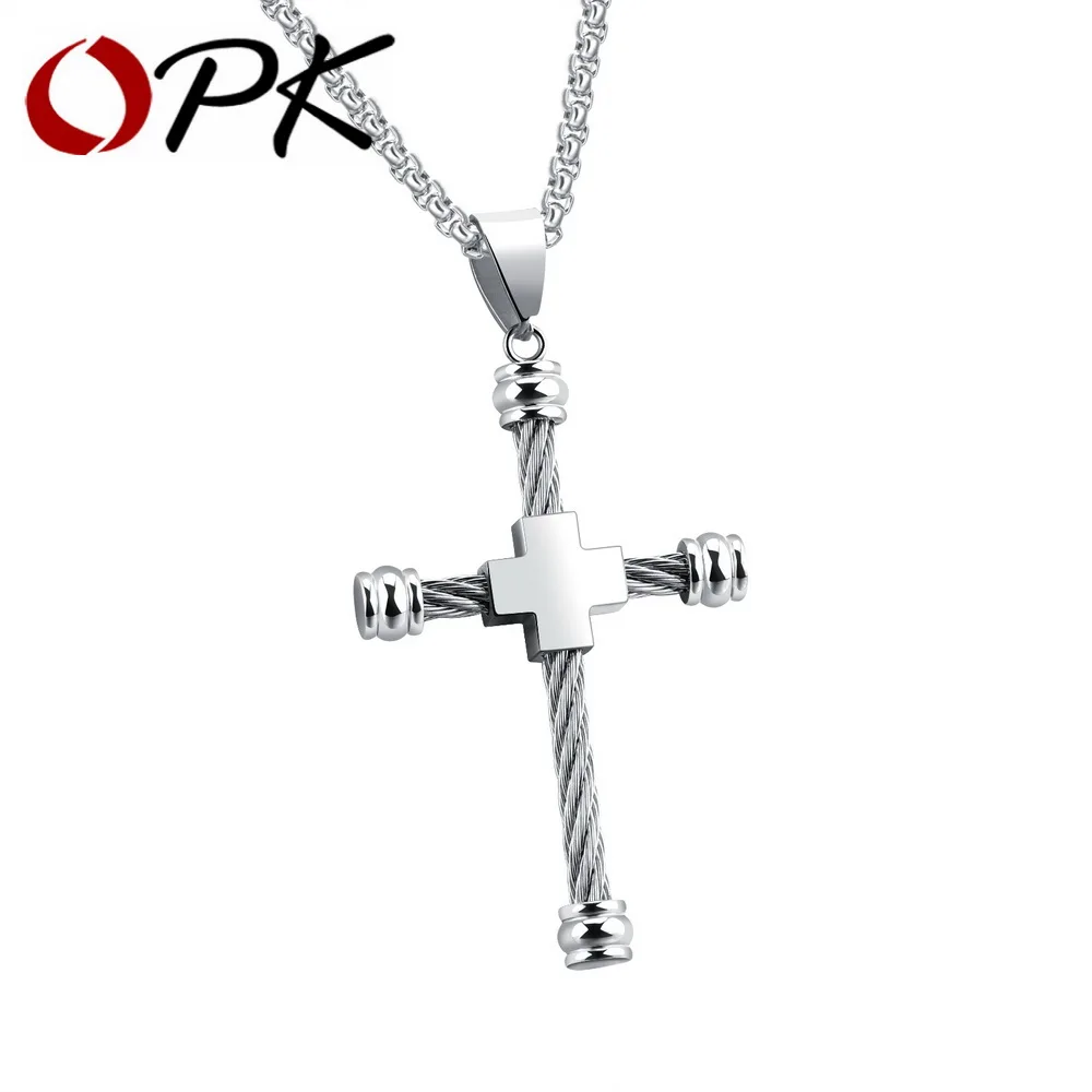 OPK уникальное ожерелье с крестом и кулон для мужчин веревка из нержавеющей стали