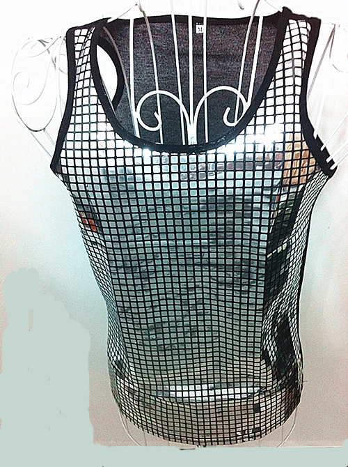 Punk Style Male Silvery Black Gold Vest Waistcoat Nightclub Rock Men Singer Hip-Hop Stage Wear Bar DJ Dancer Tide Cool Costume | Мужская