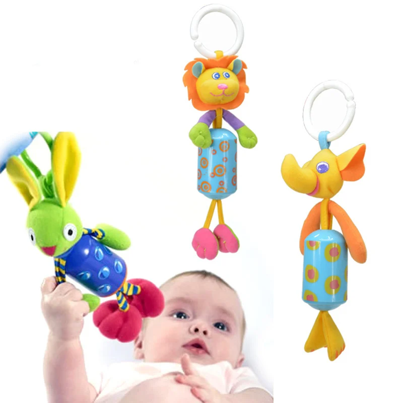 

7 styles Baby bed car Hanging Ring Bell Rattle soft Toys Baby Stroller Hanging Ring mini musical toys gifts 30% off