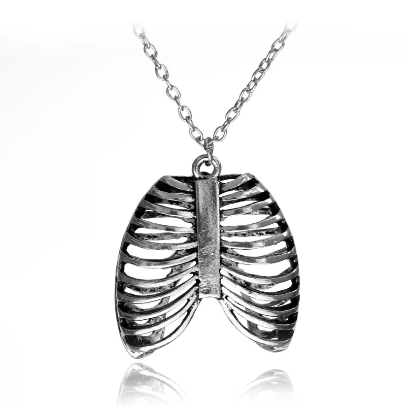 

Gothic Vintage Bone Necklace Anatomical Skeleton Heart Goth Punk Unique Retro Pendant Jewelry for Men/Women 17g