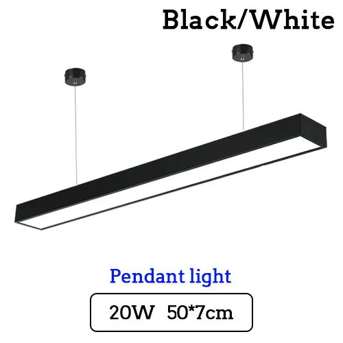 50x7cm 20W Pendant Светодиодный потолочный светильник в современном стиле с регулируемой яркостью, прямоугольные промышленные светильники раскачивающиеся на ветру, светильник для спальни, гостиной, офиса, светильник s - Цвет корпуса: 50x7cm 20W Pendant
