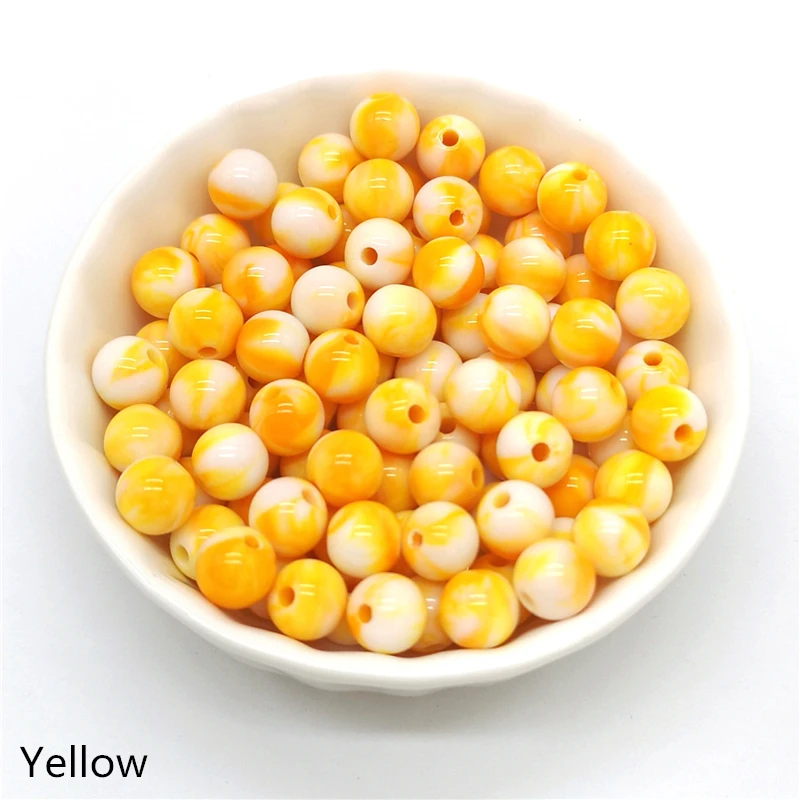 Yellow 50 шт 8 мм круглые бусины для изготовления ювелирных изделий Акриловые бусины разноцветные свободные бусины ювелирные изделия DIY Аксессуары# A16-26 - Цвет: Yellow