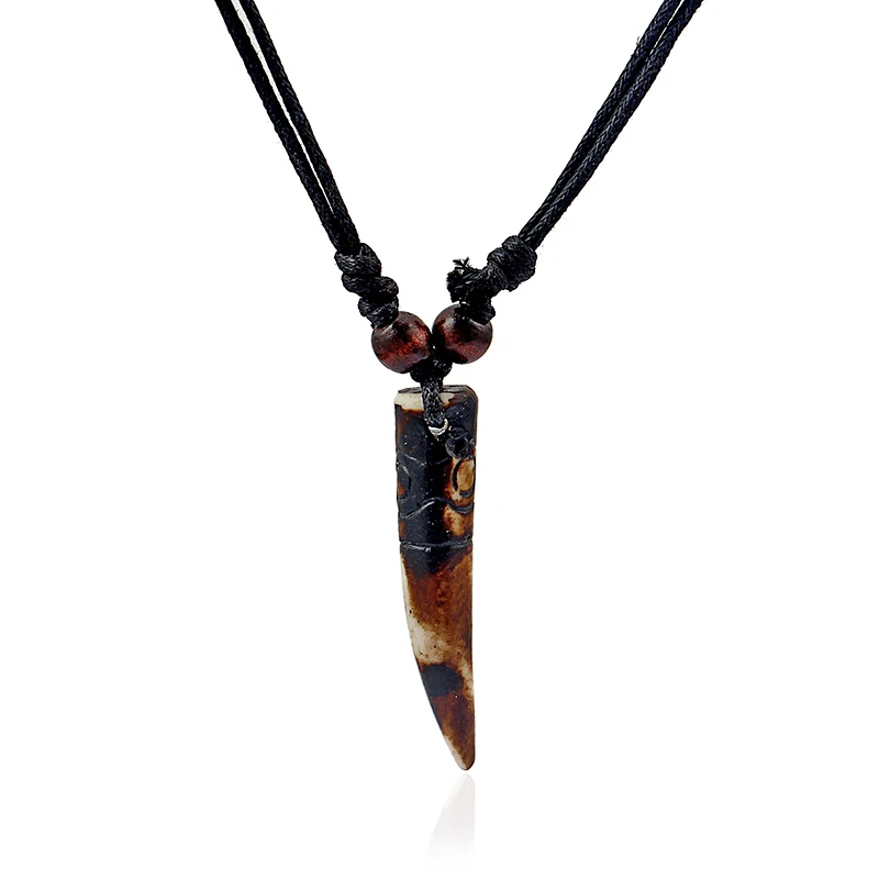 Оптовая продажа 6 шт этнический РЕЗНОЙ КОРИЧНЕВЫЙ зуб зубы тотем амулет кулон с