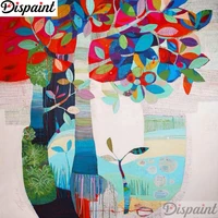 dispaint full squareround drill 5d diy diamond painting color tree scenery embroidery cross stitch 3d home decor gift a11816