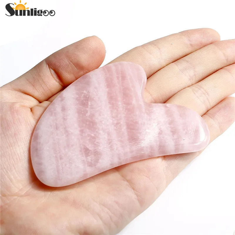 Sunligoo массажный инструмент из розового кварца Gua Sha традиционный скребок для
