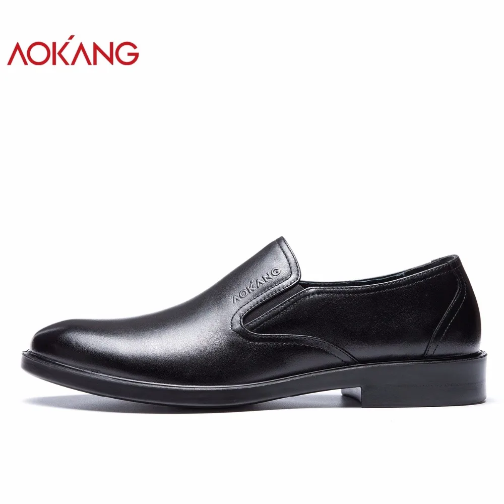 AOKANG 2018 New arrival shoes leather genuine casual comfortable fashion man high quality leisure black | Обувь