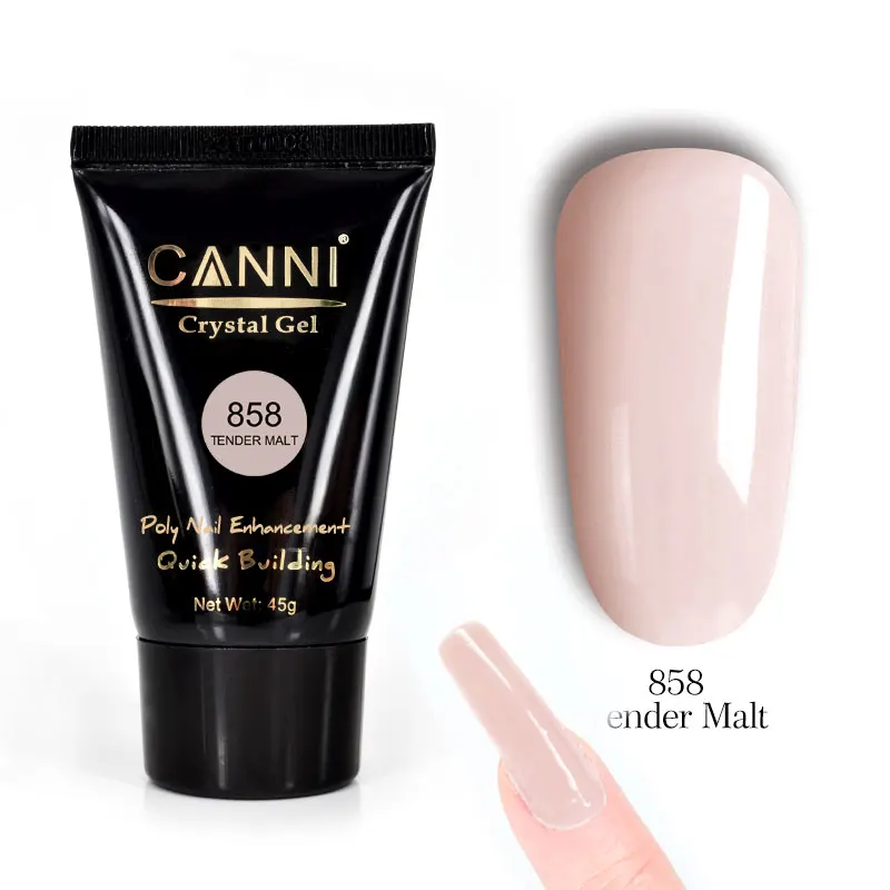 CANNI, 45 г, УФ-гель, мягкий розовый, не сжигающий, покрытие для дизайна ногтей, натуральный, прозрачный, светодиодный, УФ, впитывающий, акриловый, Кристальный, полигель - Цвет: 858