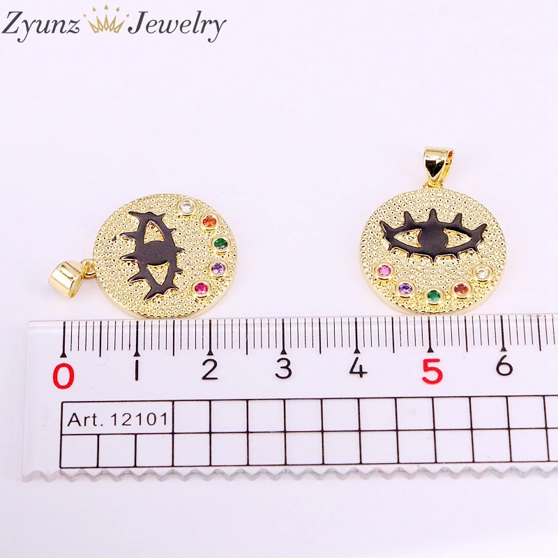 

10PCS, Fashion Jewelry Colorful CZ Stone Zirconia Crystal eye Pendant Necklace for Woman and Men