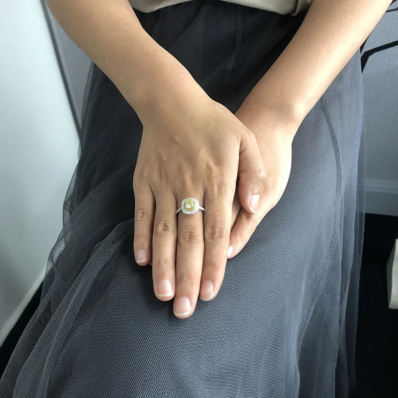 AEAW Твердые 14 K White Gold Роскошные 1ct желтый Муассанит Обручение обручальное кольцо Муассанит Enternity Diamond Band для Для женщин