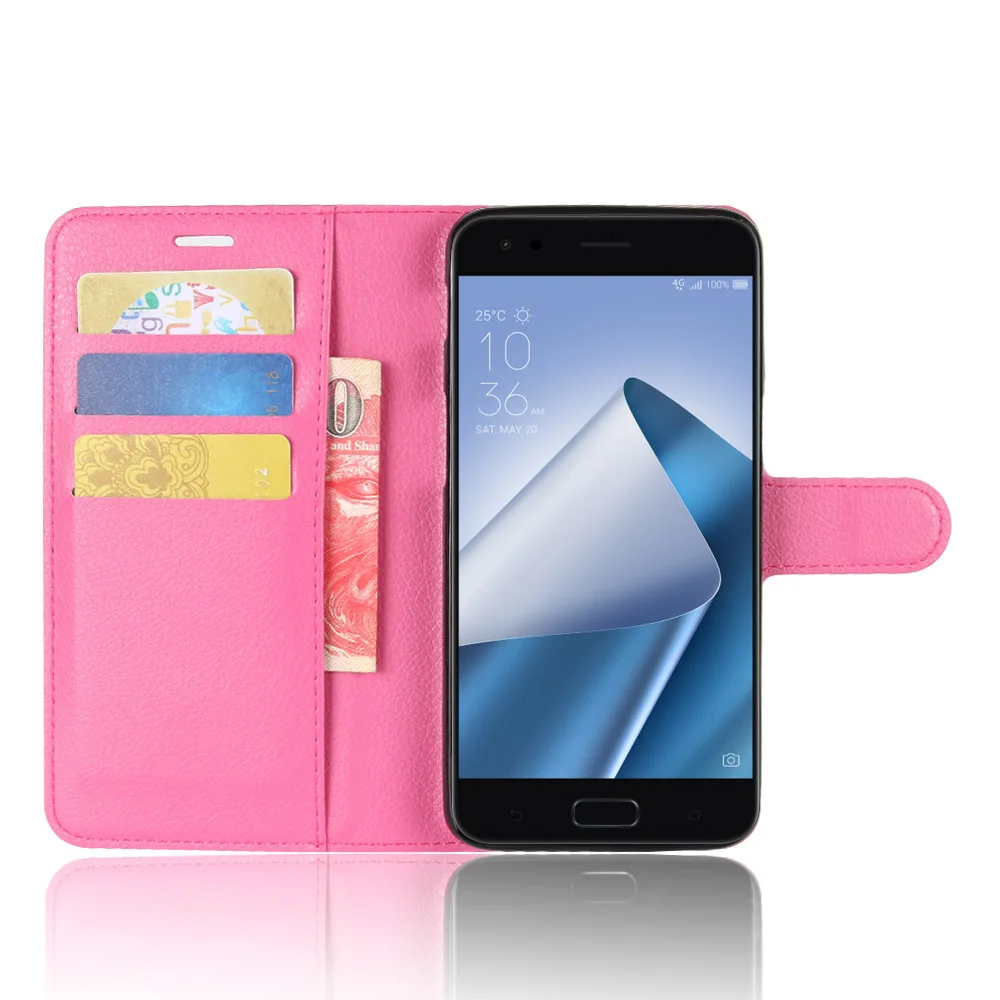 Чехол ZE554KL для ASUS ZenFone 4 ZE554KL, чехол s с бумажником, с рисунком личи, откидной кожаный чехол, черный 554 ASUS554