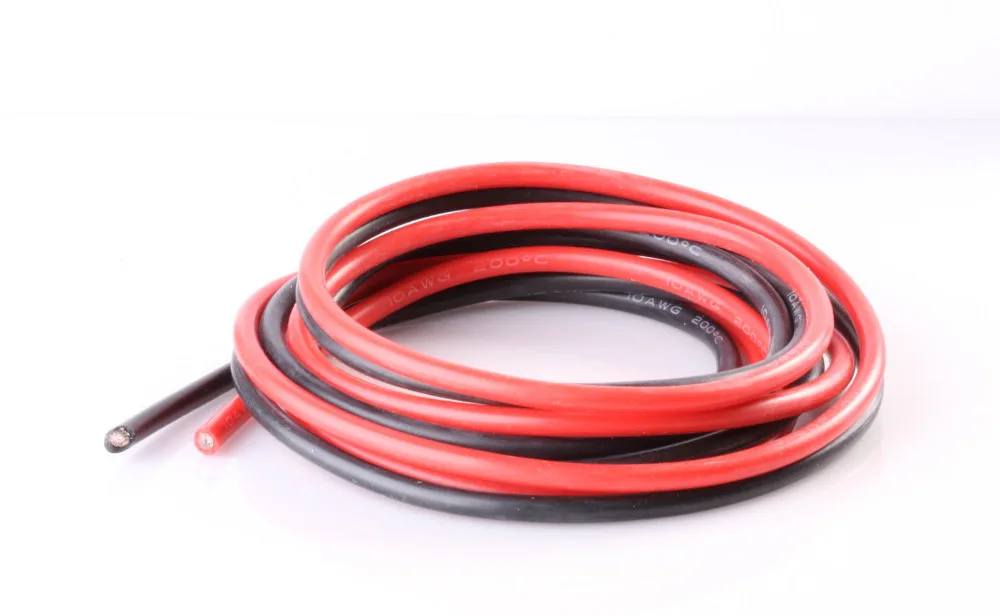 

Гибкая силиконовая проволока 10AWG 2 метра, черный, красный цвет